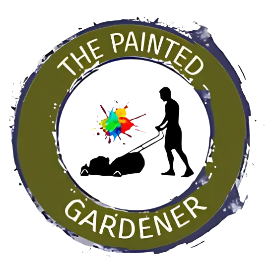 The Painted Gardener logo: a gardener silhouette with a burst of colourful paint